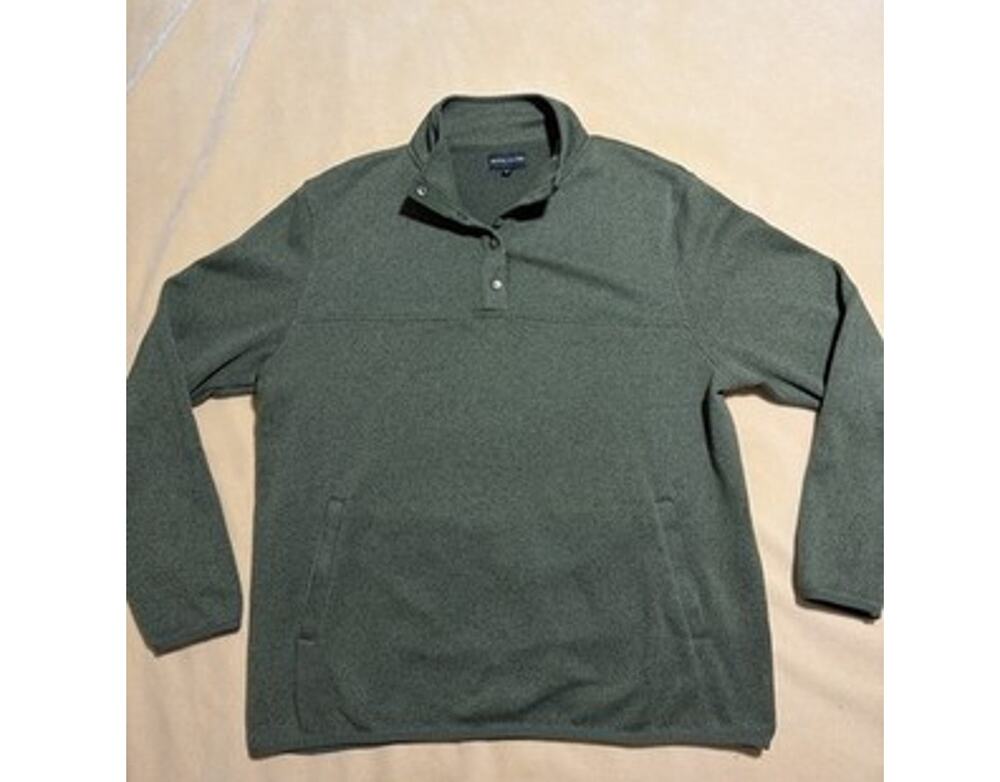 Royal Class Marbled Top Mens XLarge Dark Green Snap Mock Neck Pullover Sweater